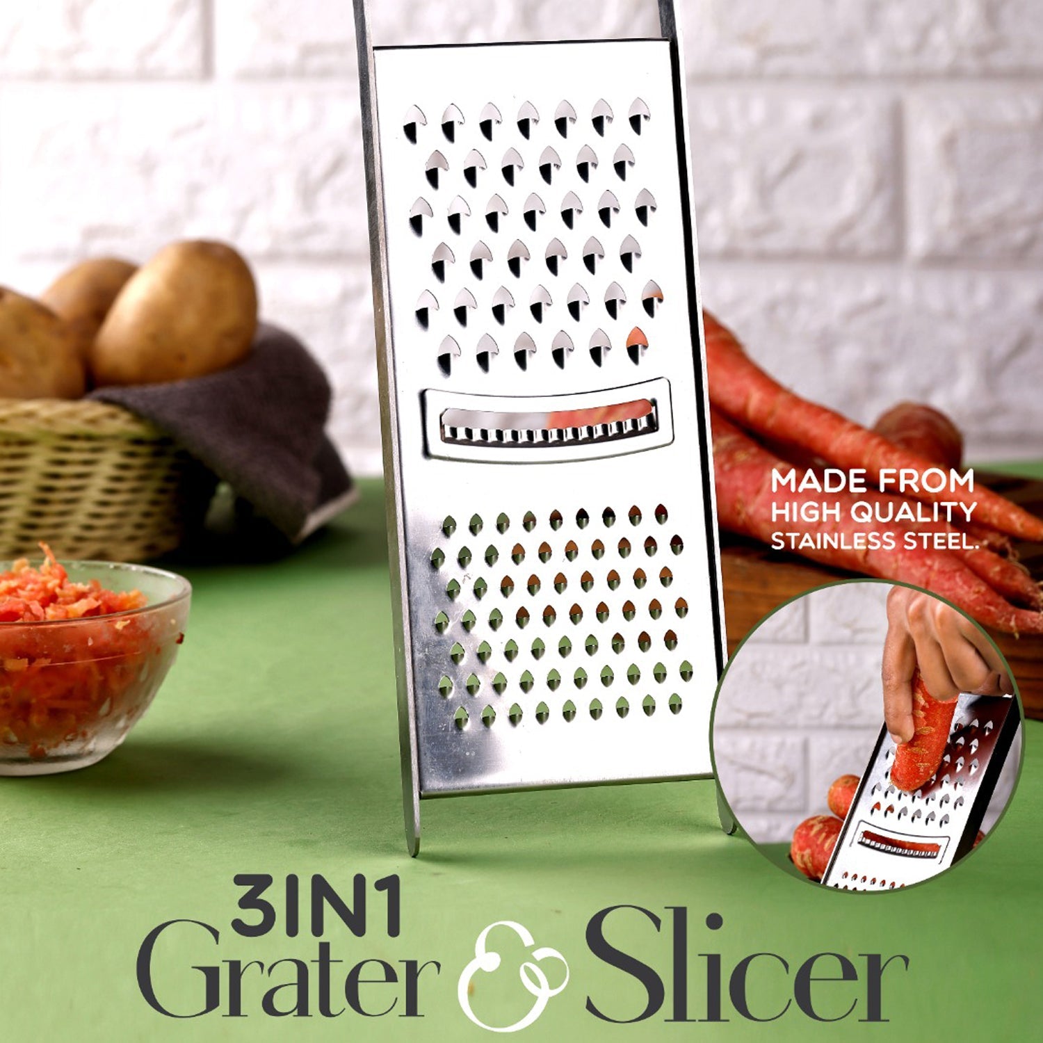 Apex Stainless Steel Grater & Slicer (3 in 1) Apex Stainless Steel Grater & Slicer (3 in 1)